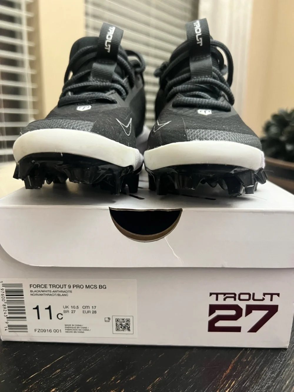Nike Force Trout 9 Pro MCS BG Boys Sz 11 Baseball Cleats Black/White - Picture 7 of 15